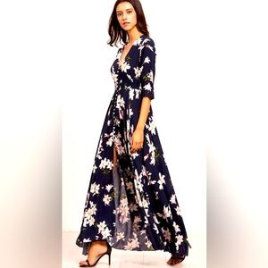 Button-Up 3/4 Sleeve Maxi Dress
